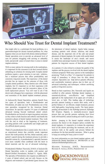 Dental Implant Article Featuring Dr. Nawrocki and Dr. Aguila