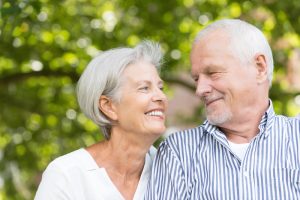 happy couple looking at each other