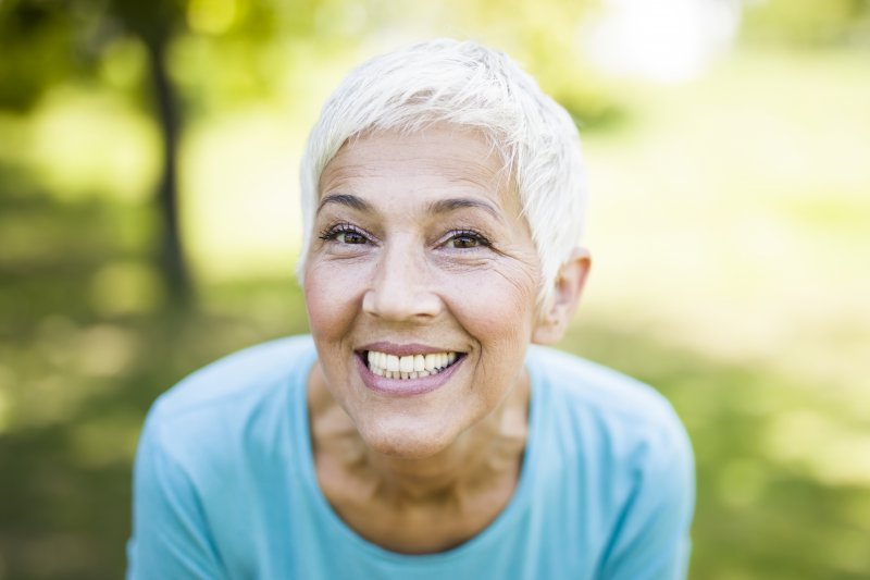 an older woman smiling