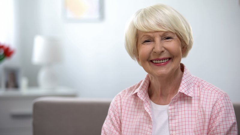 an older woman smiling