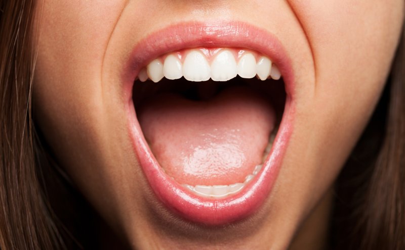 up-close view of a person’s mouth