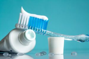 Toothbrush and toothpaste.